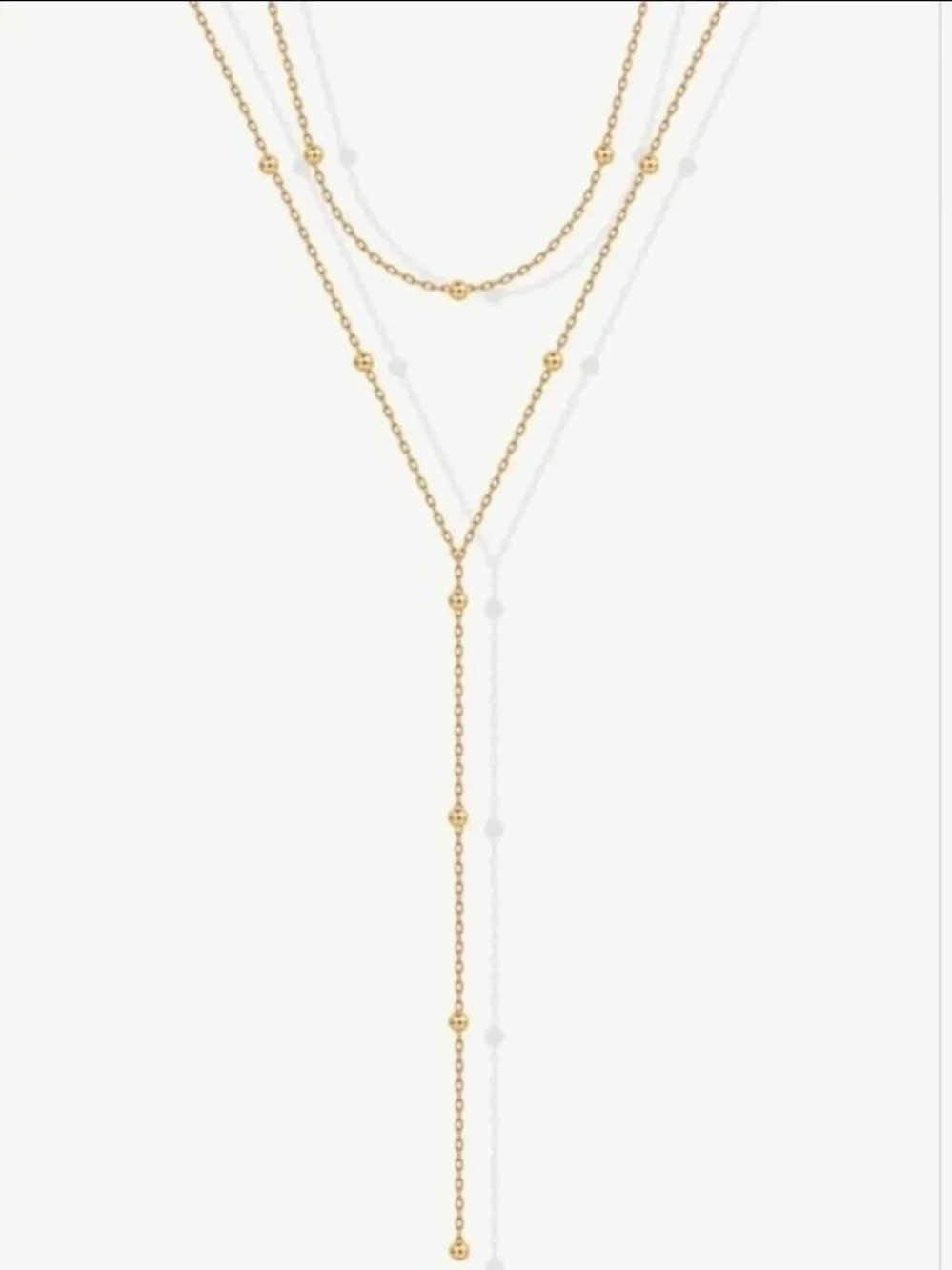 Elegant Dainty Gold Layered Satellite Chain Lariat Necklace BNIB